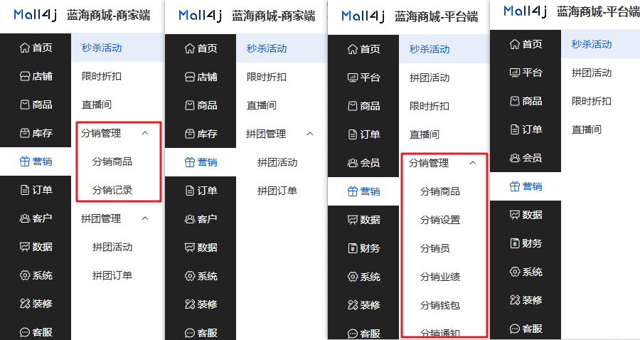 Mall4j 宇宙版(B2B2C多商户)后台操作手册 功能操作示意图