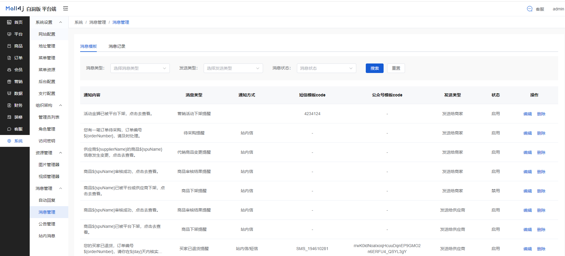 Mall4j 白洞版(S2B2C供应链)后台操作手册 功能操作示意图