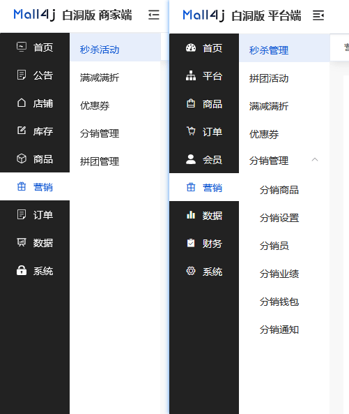 Mall4j 白洞版(S2B2C供应链)后台操作手册 功能操作示意图