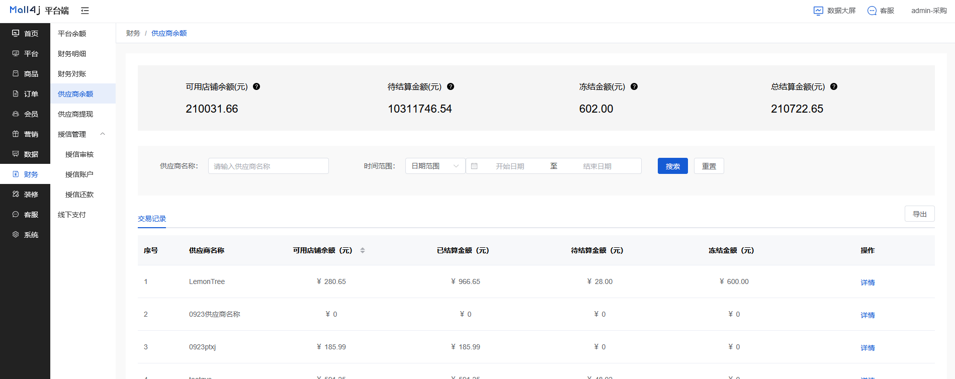 Mall4j 白洞版(S2B2C供应链)后台操作手册 功能操作示意图