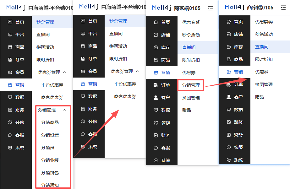 Mall4j 白洞版(S2B2C供应链)后台操作手册 功能操作示意图