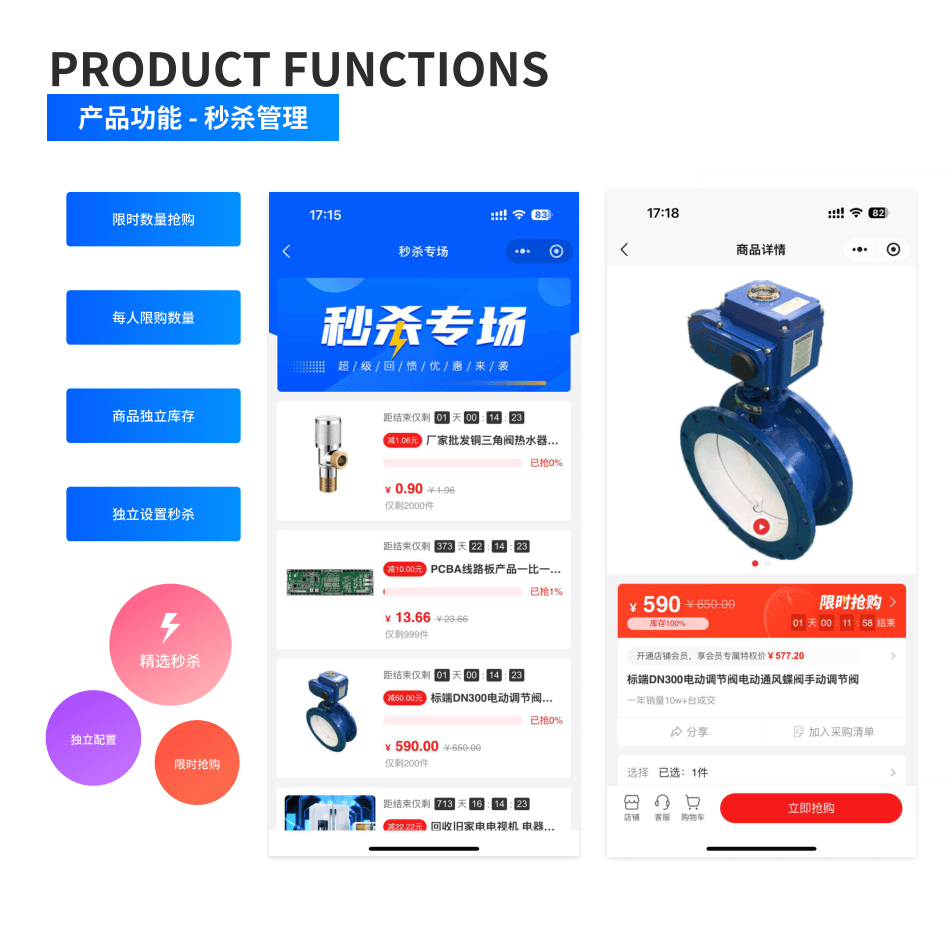 产品功能:秒杀管理 界面示意图