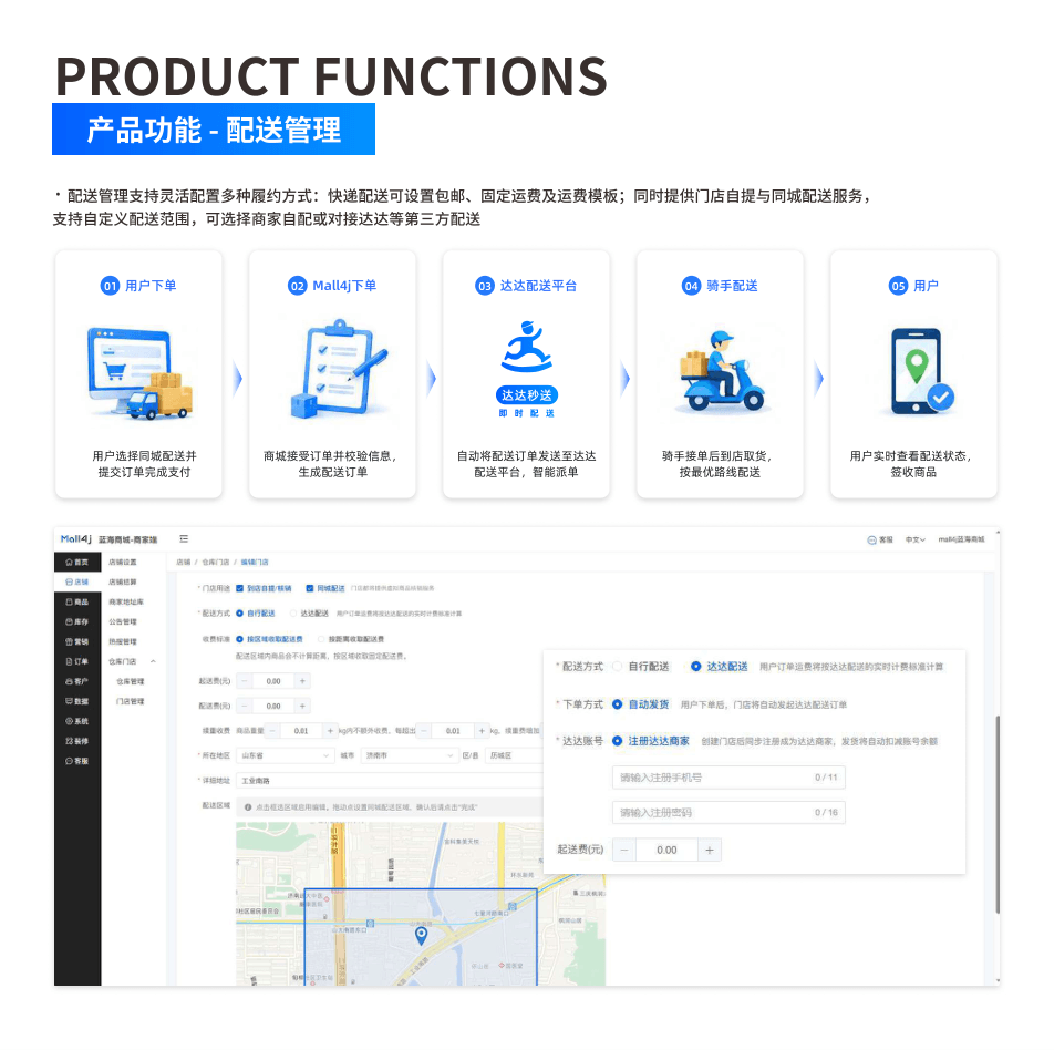 产品功能:配送管理 界面示意图
