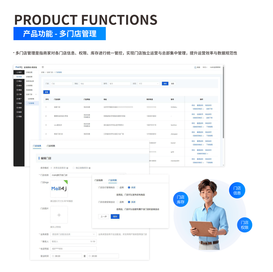 产品功能:多门店管理 界面示意图