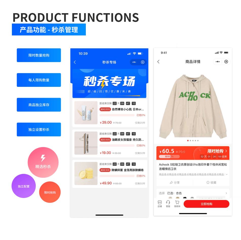 产品功能:秒杀管理 界面示意图
