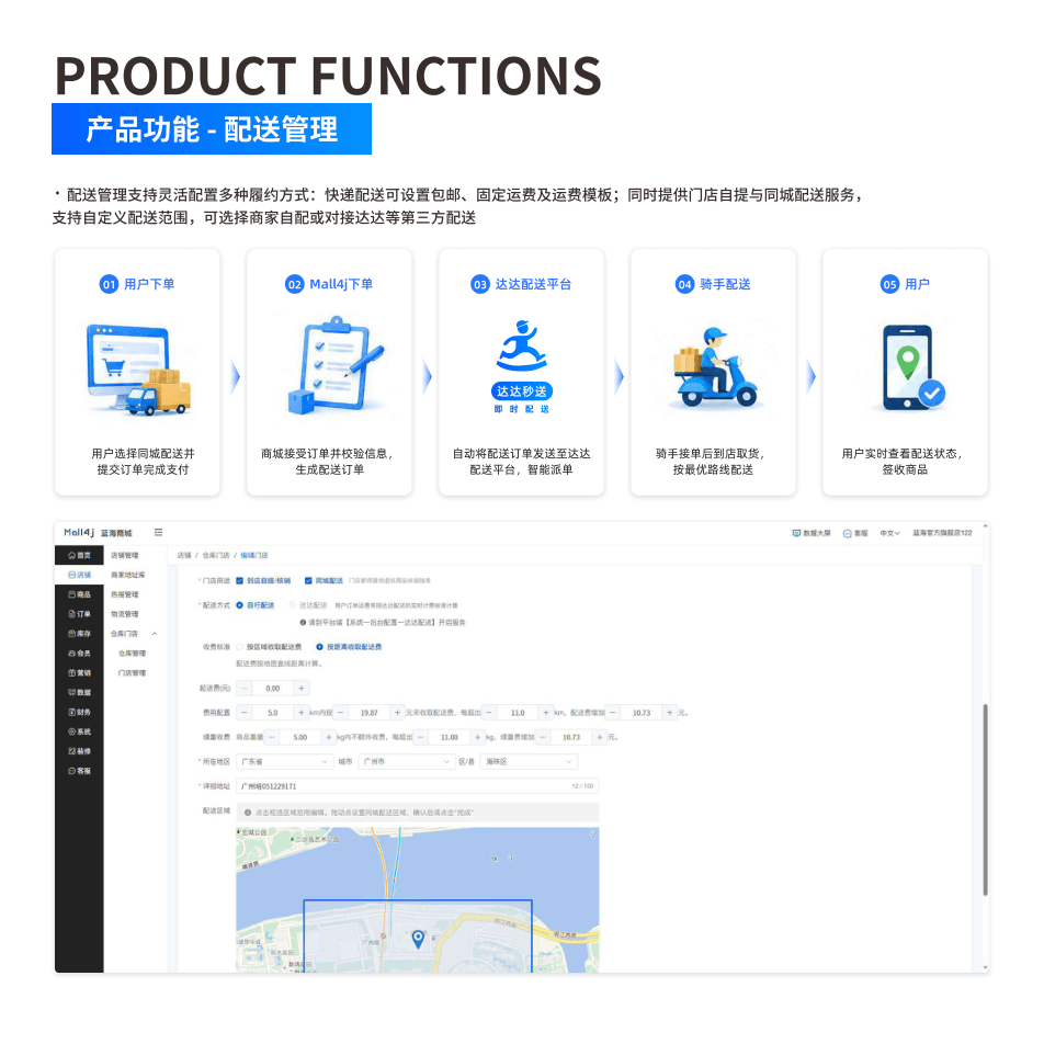 产品功能:配送管理 界面示意图