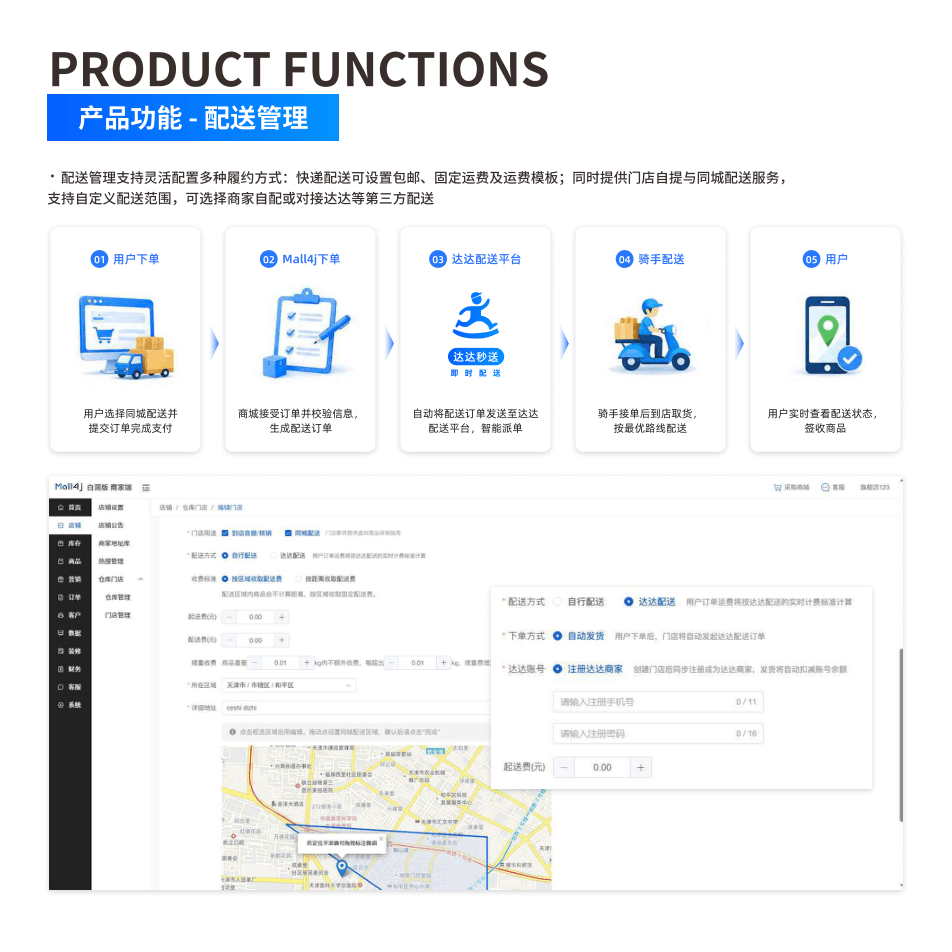 产品功能:配送管理 界面示意图