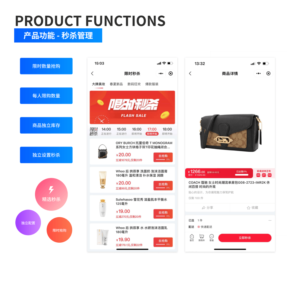 产品功能:秒杀管理 界面示意图