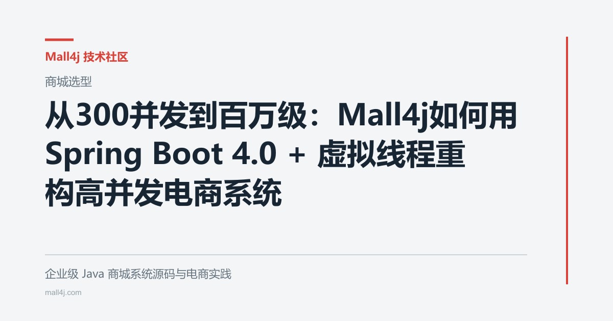 从300并发到百万级：Mall4j如何用Spring Boot 4.0 + 虚拟线程重构高并发电商系统文章封面